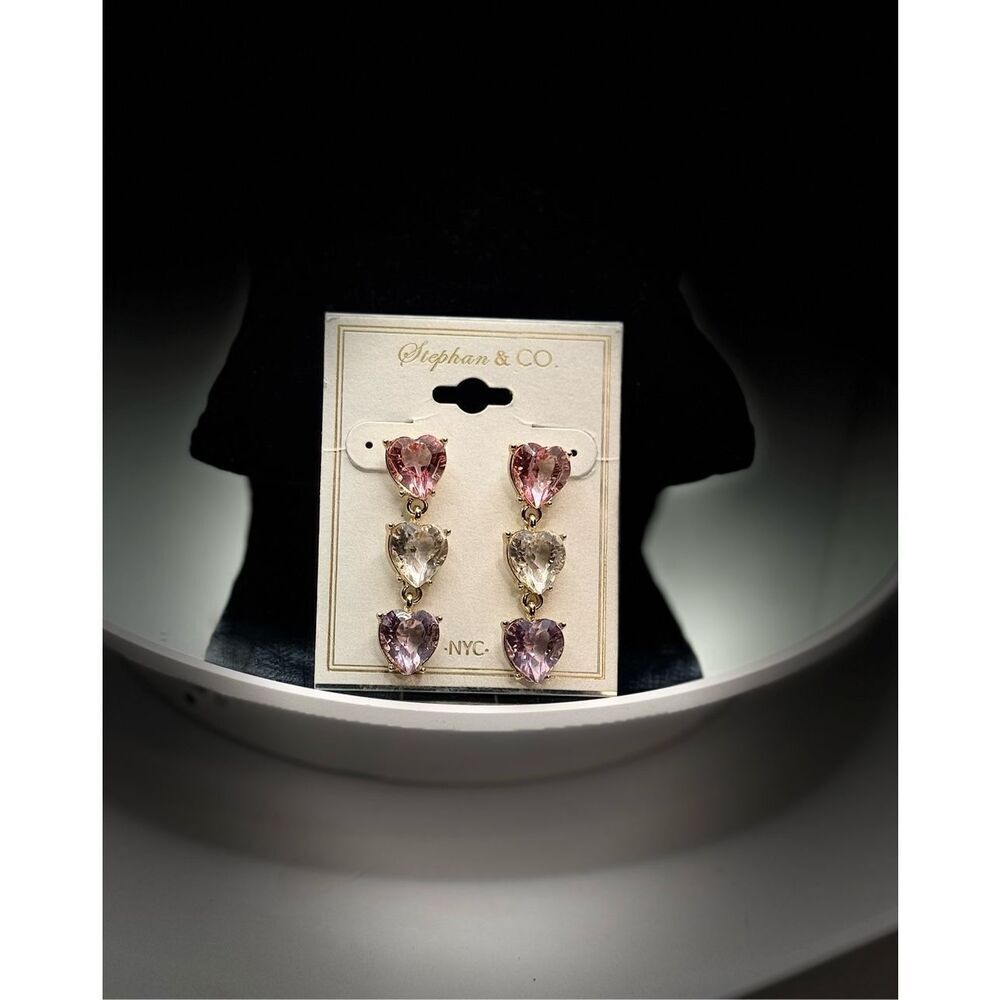 Stephan & Co Multi-color Heart Shape Dangle Earrings